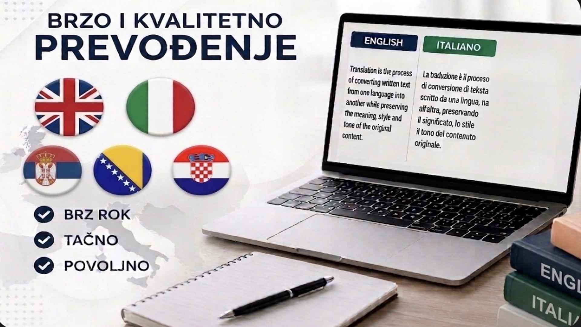 Hitno i kvalitetno prevođenje | Engleski i italijanski